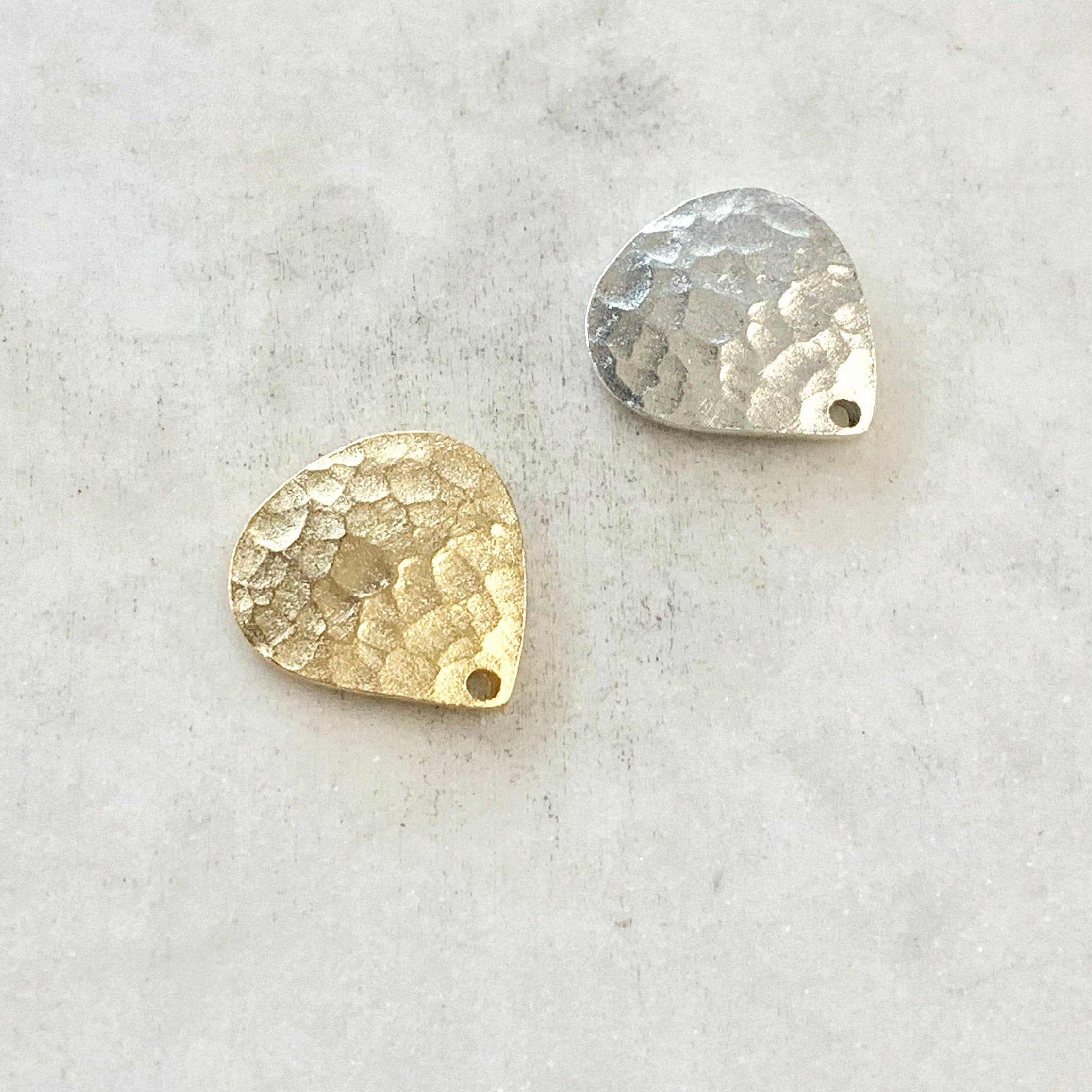 Pewter Metal Textured Hammered Domed Charm Pendant or Necklace