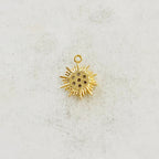 Gold Plated or Base Metal Tiny Small CZ Starburst Sun Charm Round Circle Drop