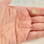 Gold Plated or Base Metal Tiny Small CZ Starburst Sun Charm Round Circle Drop