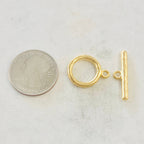21mm Pewter Large Round Toggle Bar Clasp Necklace End Set Findings (2pc)