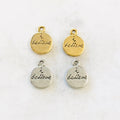 Pewter Thick Round Coin I Believe Stamped in Cursive (2pc) – Antique Gold