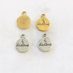 Pewter Thick Round Coin I Believe Stamped in Cursive (2pc) – Antique Gold