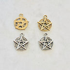 Pewter Wiccan Symbol Pentagram Five Point Star Charm (2pc)