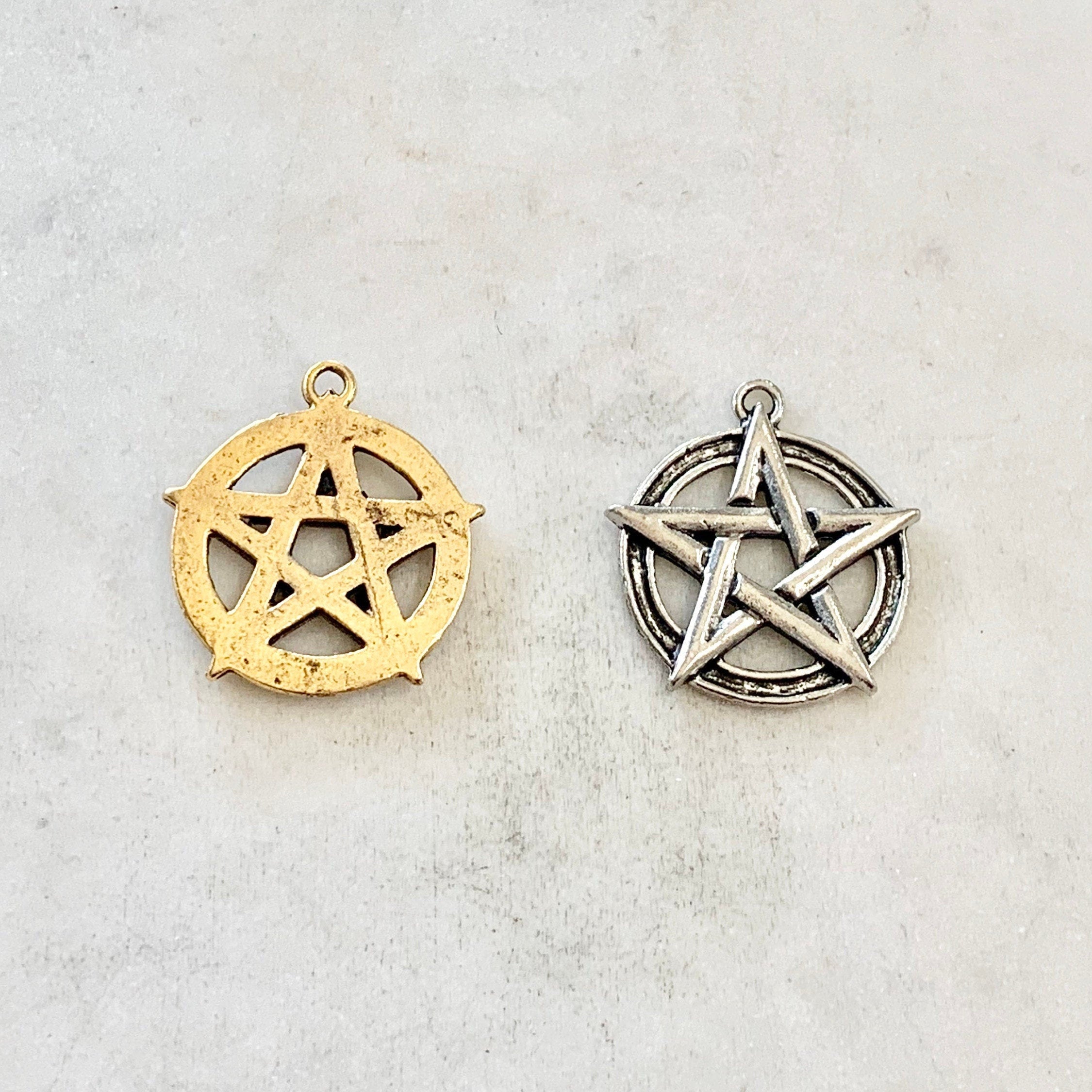 Pewter Wiccan Symbol Large 5 Point Star Mythologian Charm