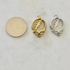 Pewter Skull with Lightning Bolt Day of the Dead Halloween