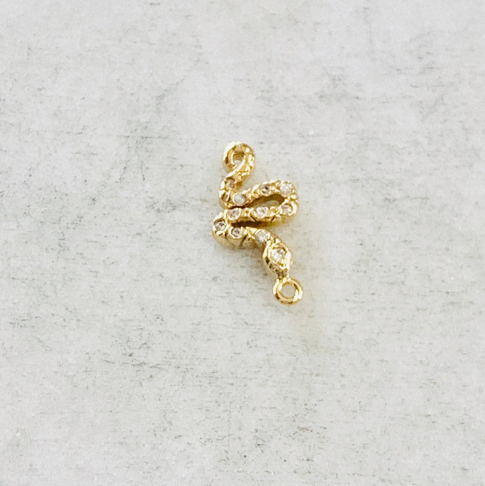 Gold Plated CZ Tiny Dainty Curled Snake Serpent Serpentine Reptile