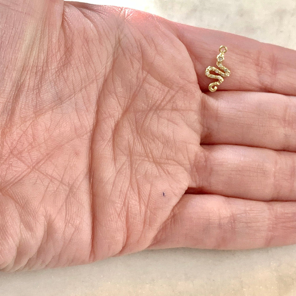 Gold Plated CZ Tiny Dainty Curled Snake Serpent Serpentine Reptile