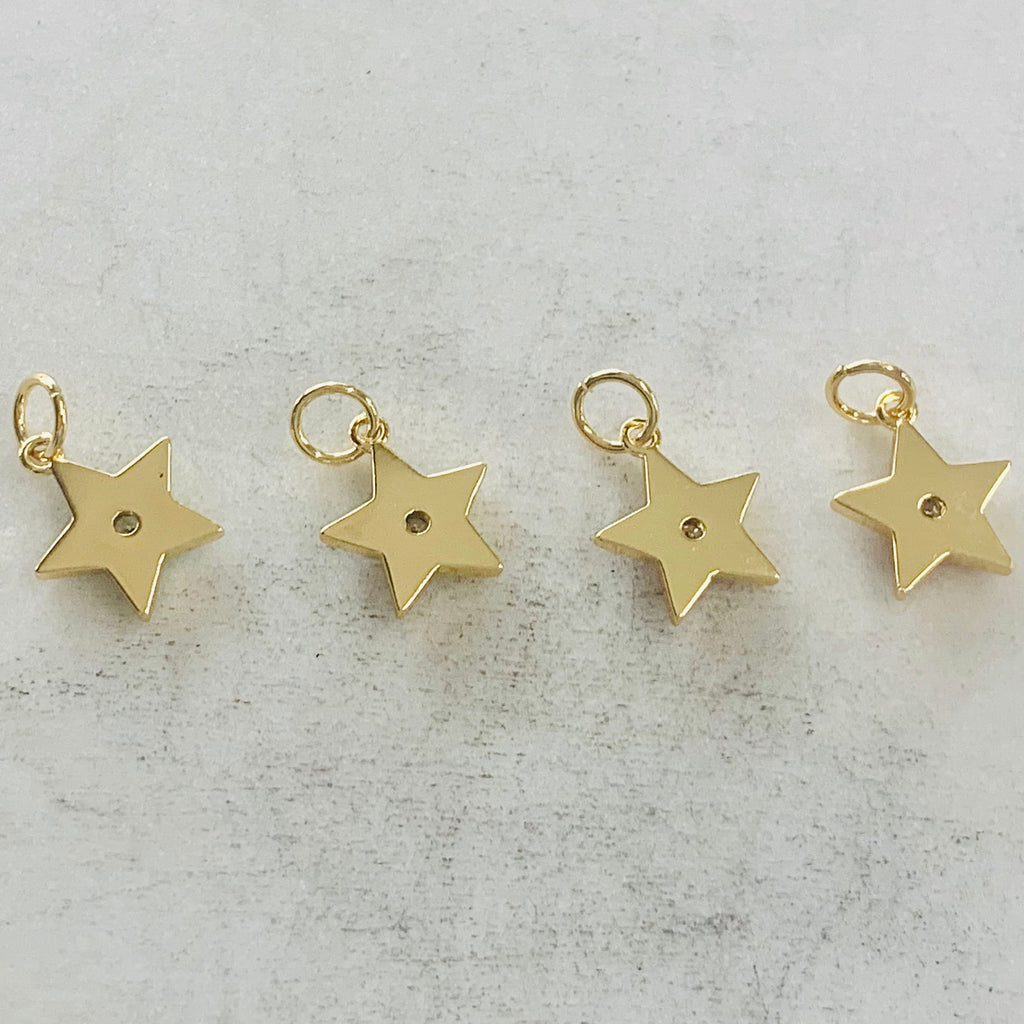 Gold Plated Dainty Celestial Star Charm with CZ Turquoise White