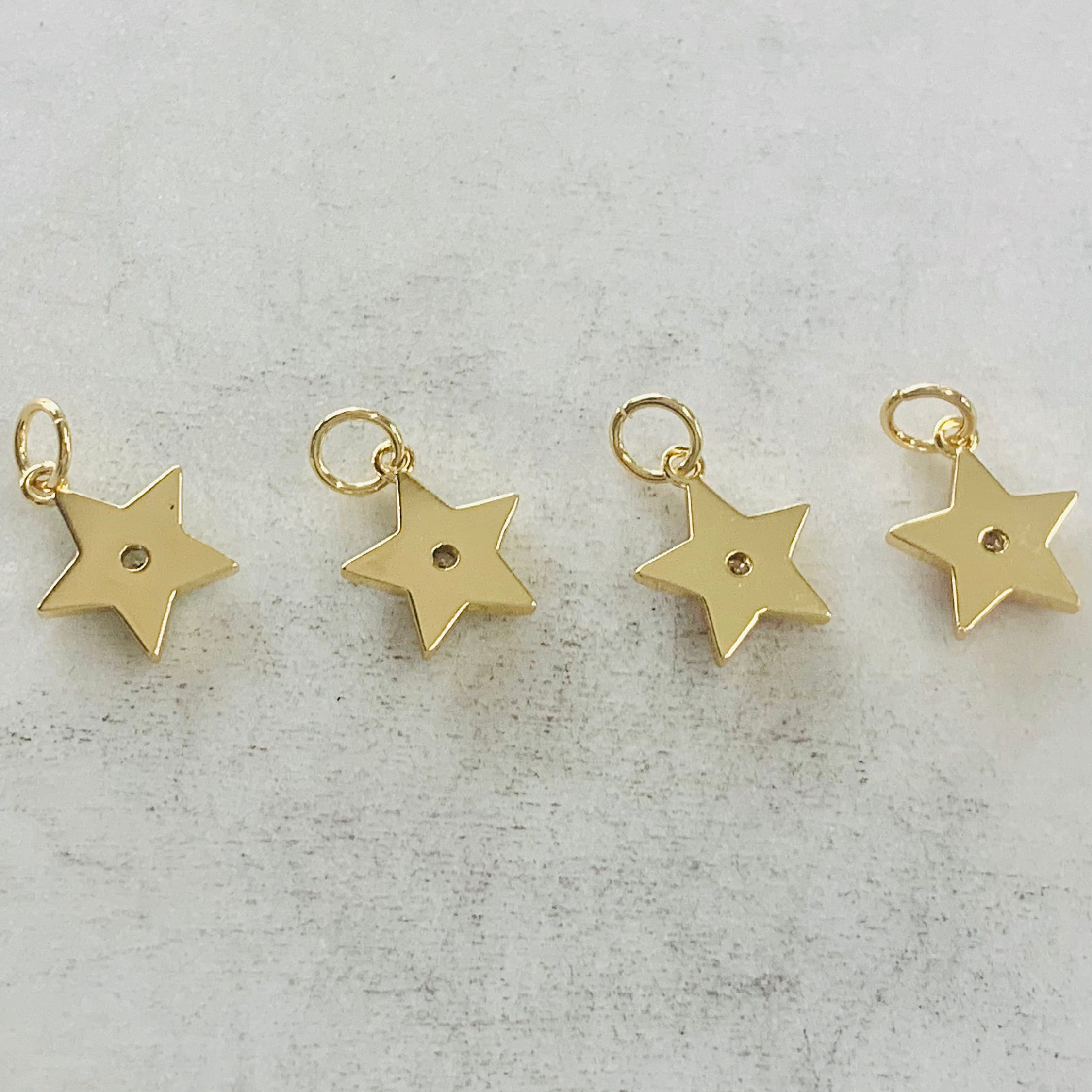 Gold Plated Dainty Celestial Star Charm with CZ Turquoise White