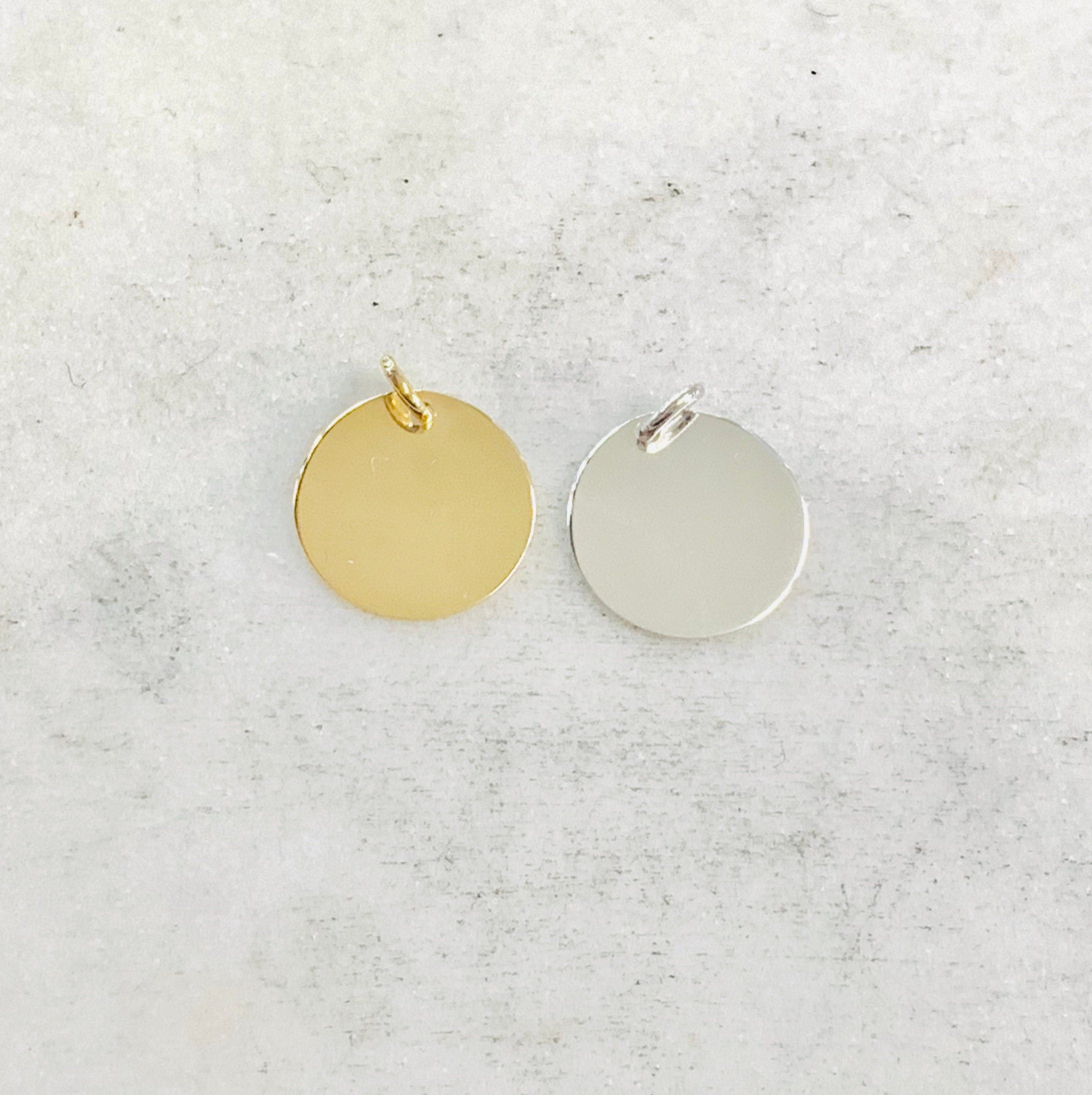 12mm Sterling Silver or Vermeil Round Stamping Disc in Gold or Simple Dainty