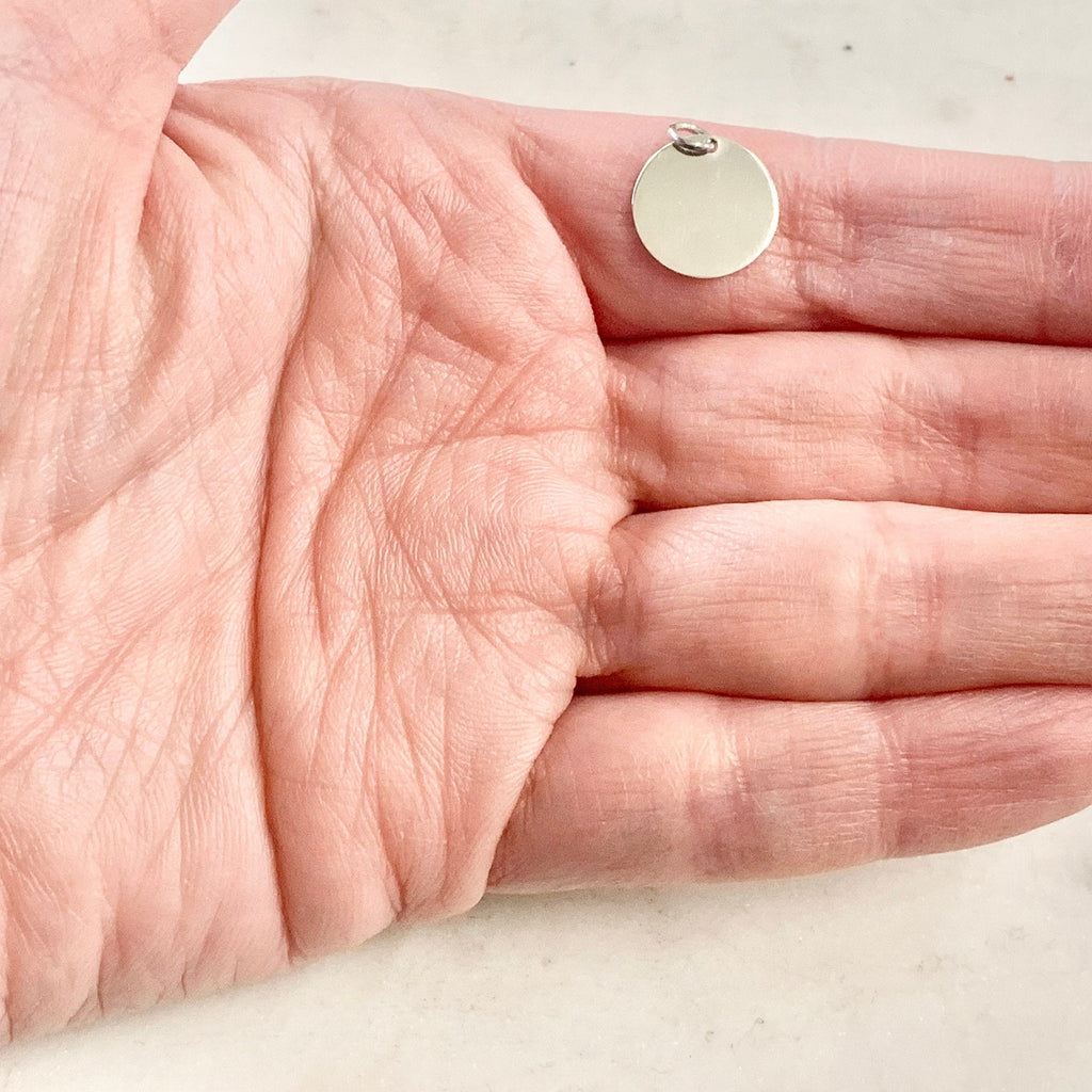 12mm Sterling Silver or Vermeil Round Stamping Disc in Gold or Simple Dainty