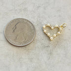 Gold Plated Small Cubic Zirconia Pave Pearl Open Heart Pendant Love