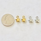 Pewter Puffy Star Charm Celestial Pendant Antique Gold Antique (2pc)