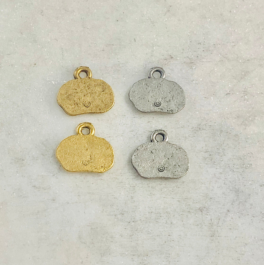 Pewter Wide Oval with Laugh Charm Pendant Inspirational Charm (2pc)