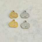 Pewter Wide Oval with Laugh Charm Pendant Inspirational Charm (2pc)
