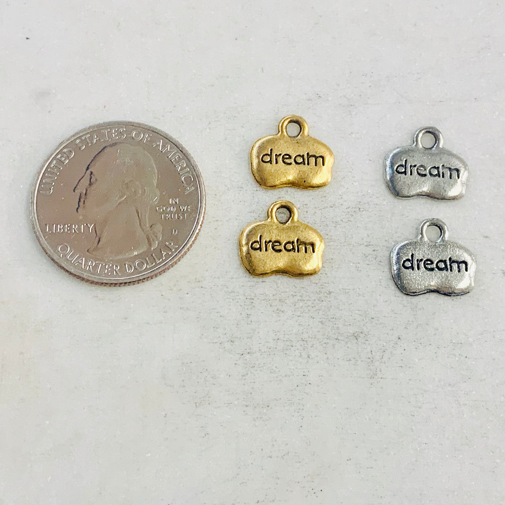 Pewter Wide Oval with Dream Charm Pendant Inspirational Charm (2pc)