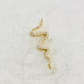 Gold Plated or Brass Long Curled Cubic Zirconia Snake Serpentine Charm