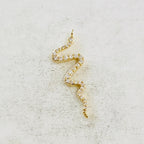 Gold Plated or Brass Long Curled Cubic Zirconia Snake Serpentine Charm