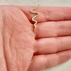 Gold Plated or Brass Long Curled Cubic Zirconia Snake Serpentine Charm