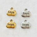 Pewter Wide Oval with Hope Charm Pendant Inspirational Charm (2pc)
