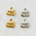 Pewter Wide Oval with Hope Charm Pendant Inspirational Charm (2pc)