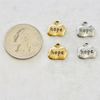 Pewter Wide Oval with Hope Charm Pendant Inspirational Charm (2pc)