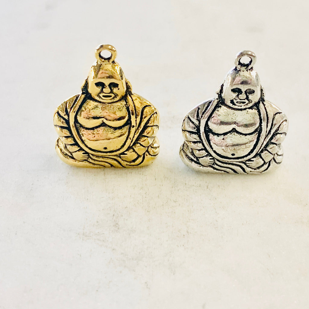 Pewter Thick Detailed Large Size Buddha Yoga Charm Buddhism