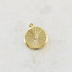 Gold Plated CZ StarBurst Medallion Coin Vintage Style Charm Cubic