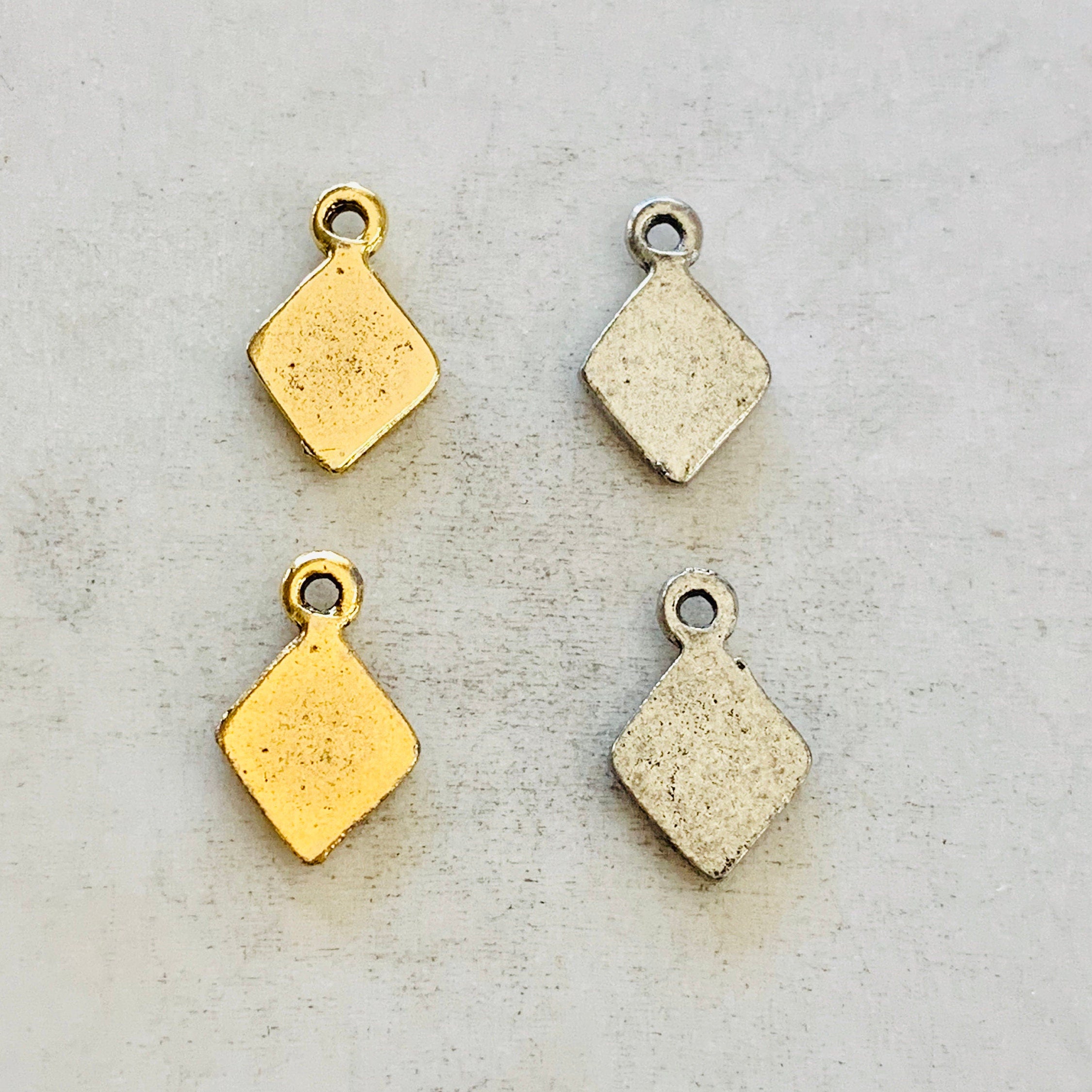 Pewter Diamond Shape with I Hope Charm Pendant Inspirational (2pc)