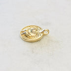 Gold Plated Vintage Inspired Hand Holding Heart Coin Charm Love