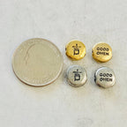 Pewter Chinese Good Omen Symbol Round Bead Inspirational Charm (2pc)