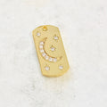 Gold Plated or Brass CZ Moon and Star Dog Tag Charm Celestial CZ Crescent