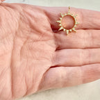 Gold Plated Cubic Zirconia Starburst Sun Charm Round Circle Drop