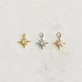 10mmx10mm Gold Plated or Rhodium Plated or Rose CZ 8 Point Star Cubic