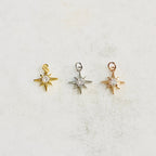 10mmx10mm Gold Plated or Rhodium Plated or Rose CZ 8 Point Star Cubic