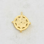 Gold Plated or Brass Vintage Style 4 Point Coin Disc Medallion Charm CZ Drop