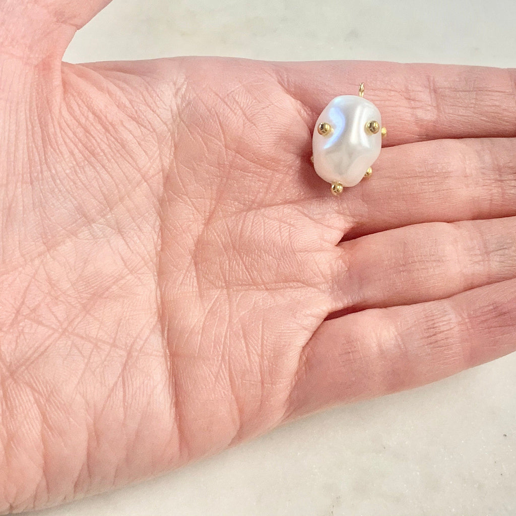 Gold Plated Acrylic Pearl Charm Baroque Acrylic Pearl Charm Pendant