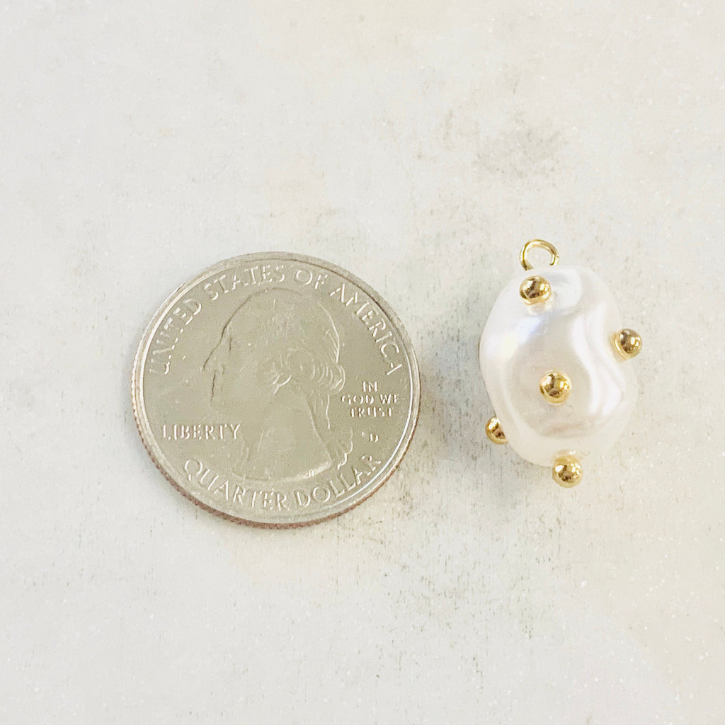 Gold Plated Acrylic Pearl Charm Baroque Acrylic Pearl Charm Pendant