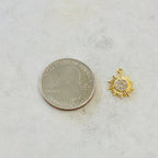 Gold Plated or Base Metal Tiny Small CZ Starburst Sun Charm Round Circle Drop