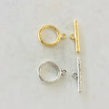 21mm Pewter Large Round Toggle Bar Clasp Necklace End Set Findings (2pc)