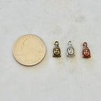12mmx5mm Pewter Tiny Small Buddha Head Charm Ohm Meditation Mantra