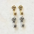 20mmx 9mm Pewter Rounded Detailed Skeleton Key Charm Best Friend Charm (2pc)