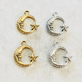 Pewter Crescent Moon and Attached Star Charm Celestial Pendant (2pc)