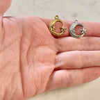 Pewter Crescent Moon and Attached Star Charm Celestial Pendant (2pc)