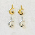 Pewter Small Crescent Moon Attached Star Celestial Pendant (2pc)