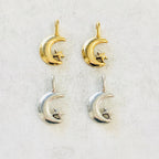 Pewter Small Crescent Moon Attached Star Celestial Pendant (2pc)
