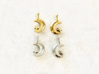 Pewter Small Crescent Moon Attached Star Celestial Pendant (2pc)