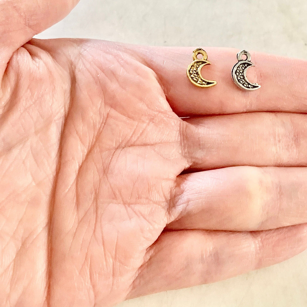 Pewter Tiny Mini Moon Charm Constellation Celestial Charm (2pc)