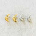 9mmx4mm Pewter Mini Puffy Crescent Moon Bead Celestial Charm (2pc)