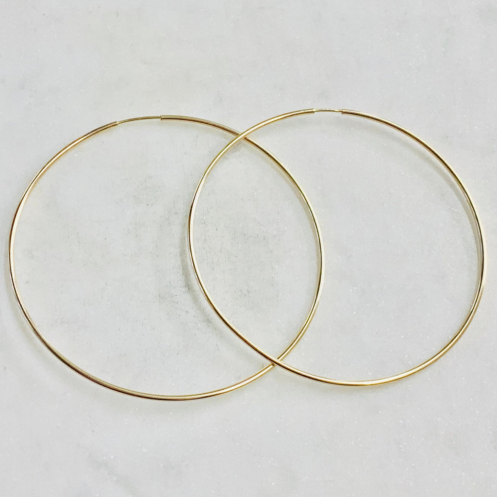 65mm Sterling Silver or 14K Gold Filled or Very Large Endless Hoop (2pc)